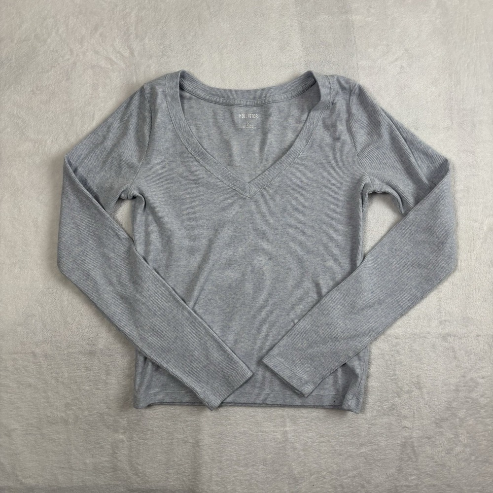 Y2K‎ Hollister Blue V-Neck Long Sleeve Women's Top Long Size Large